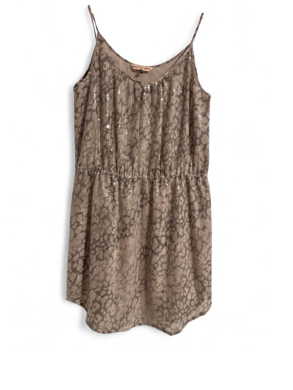 Rebecca Taylor Size 12 Silvery sequin mini dress with gray snakeskin print
